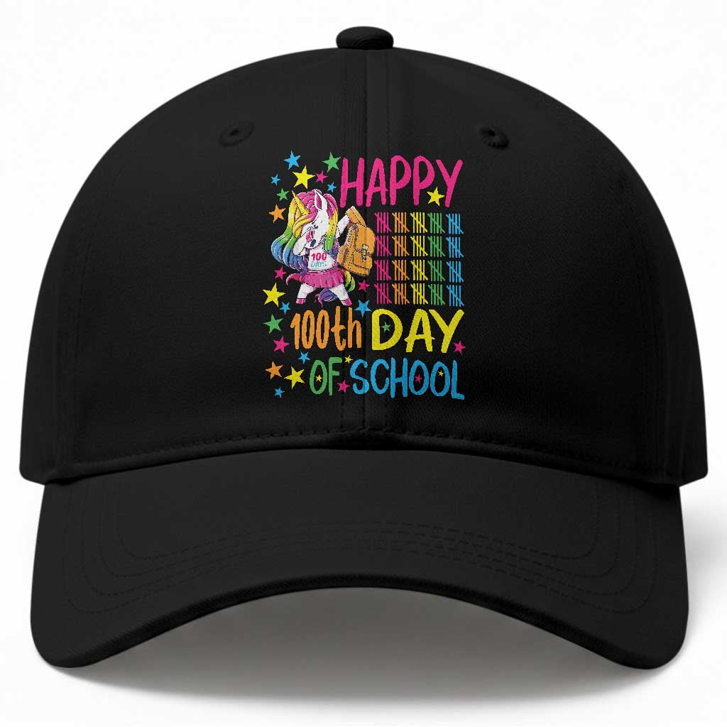 Happy 100th Day of School Unicorn Baseball Cap Magical Girls Celebration Gift
