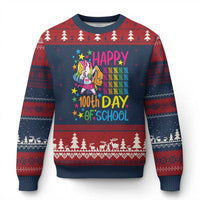 Happy 100th Day of School Unicorn Ugly Christmas Sweater Magical Girls Celebration Gift