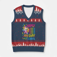 Happy 100th Day of School Unicorn V-Neck Knit Sweater Vest Magical Girls Celebration Gift