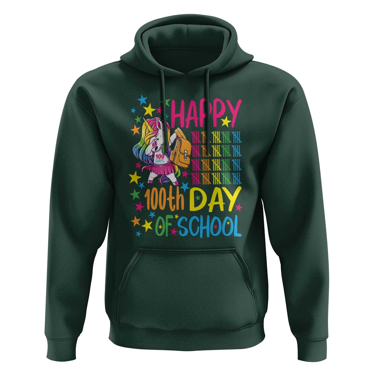 Happy 100th Day of School Unicorn Hoodie Celebration Design - Wonder Print Shop