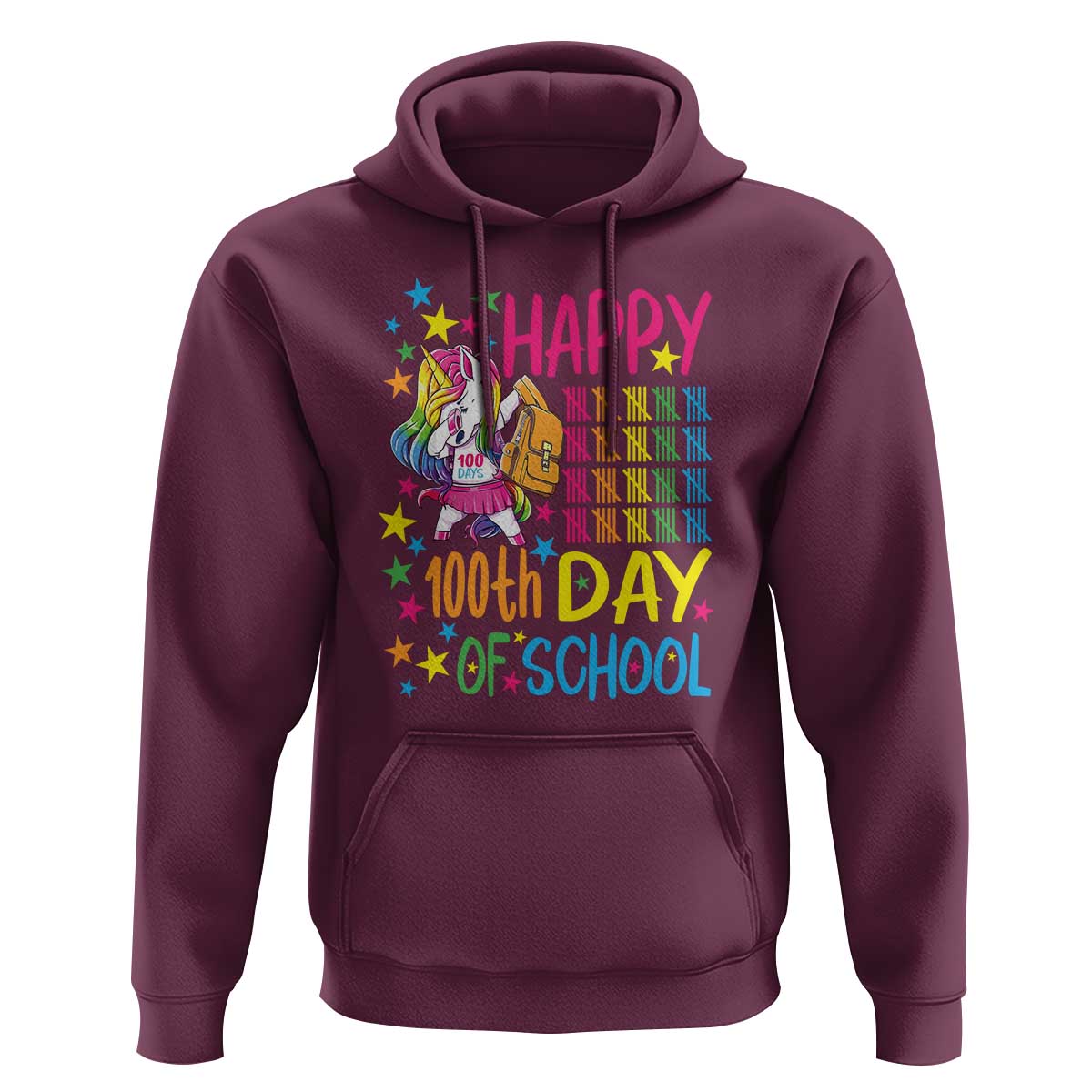 Happy 100th Day of School Unicorn Hoodie Celebration Design - Wonder Print Shop