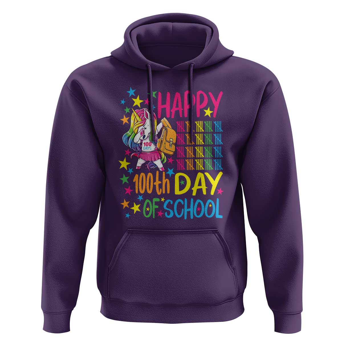 Happy 100th Day of School Unicorn Hoodie Celebration Design - Wonder Print Shop