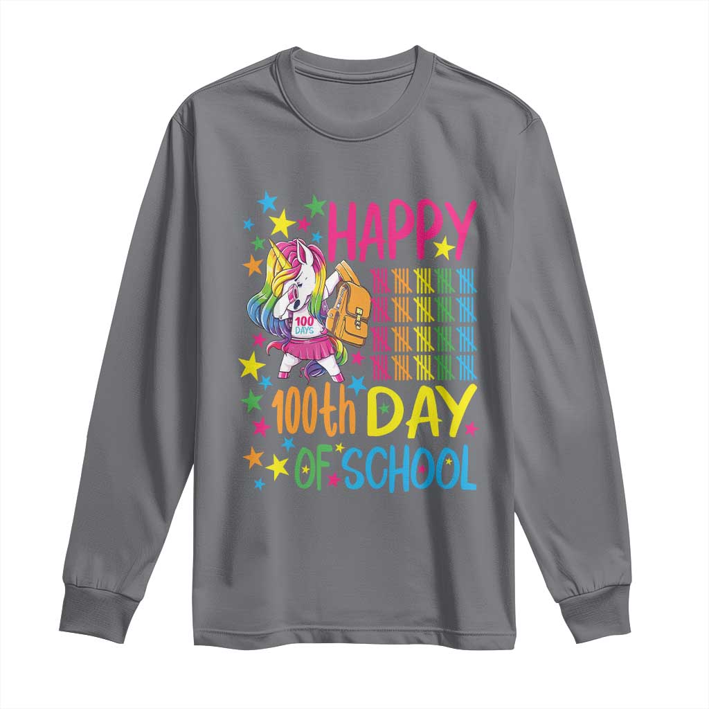 Happy 100th Day of School Unicorn Long Sleeve Shirt Magical Girls Celebration Gift