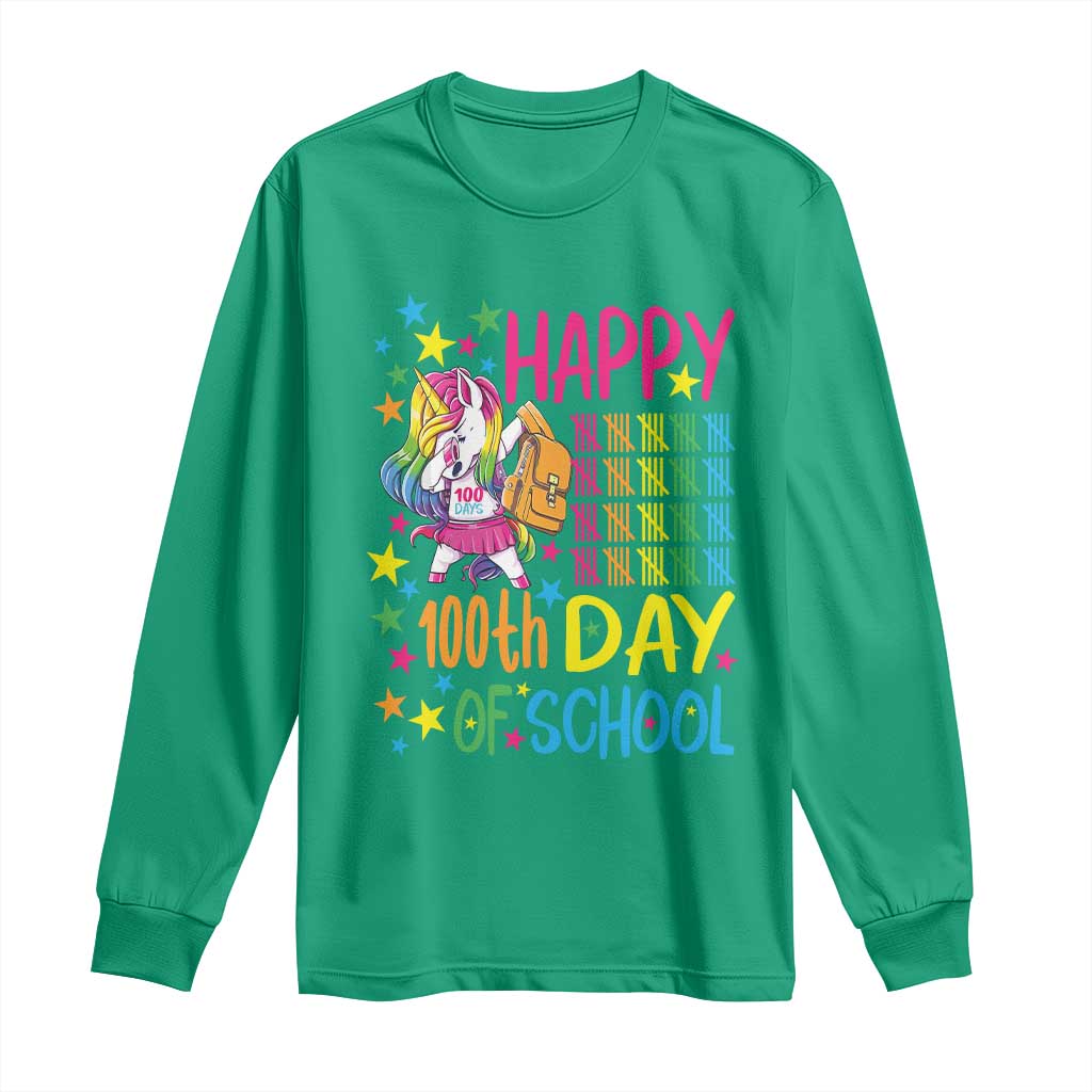 Happy 100th Day of School Unicorn Long Sleeve Shirt Magical Girls Celebration Gift