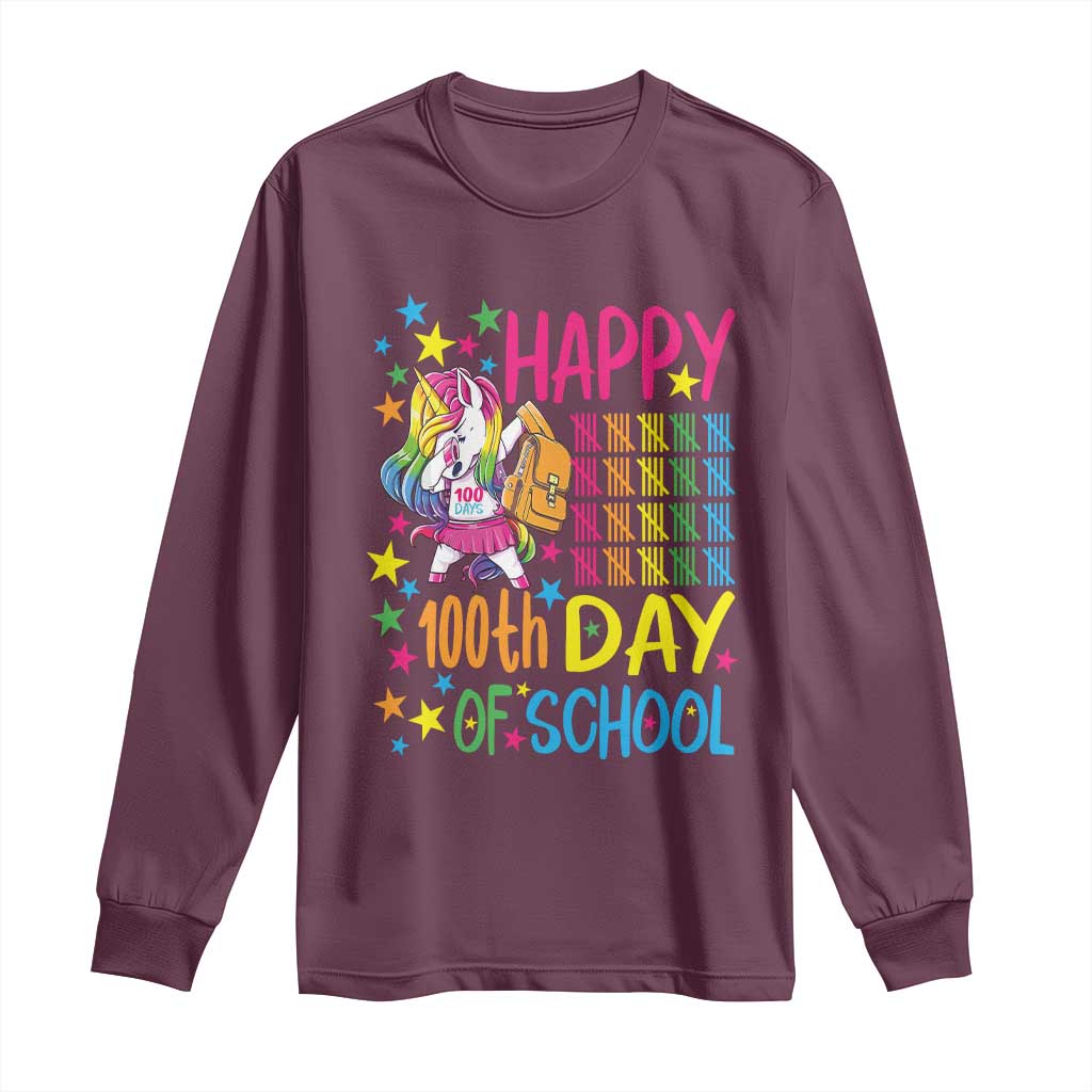 Happy 100th Day of School Unicorn Long Sleeve Shirt Magical Girls Celebration Gift