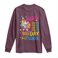 Happy 100th Day of School Unicorn Long Sleeve Shirt Magical Girls Celebration Gift