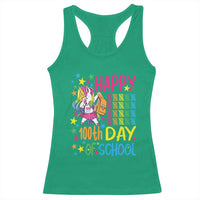 Happy 100th Day of School Unicorn Racerback Tank Top Magical Girls Celebration Gift