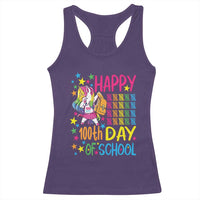 Happy 100th Day of School Unicorn Racerback Tank Top Magical Girls Celebration Gift