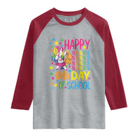 Happy 100th Day of School Unicorn Raglan Shirt Magical Girls Celebration Gift