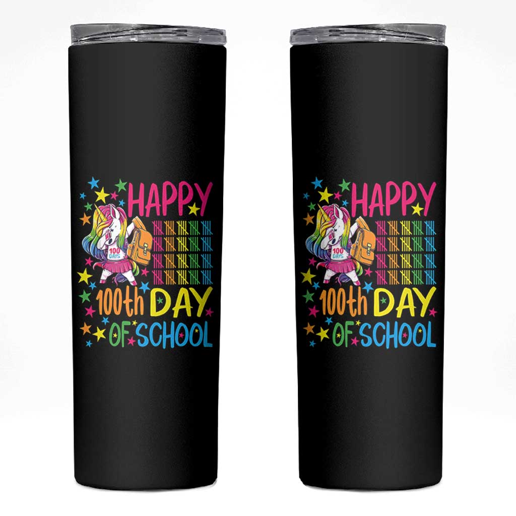 Happy 100th Day of School Unicorn Skinny Tumbler Magical Girls Celebration Gift