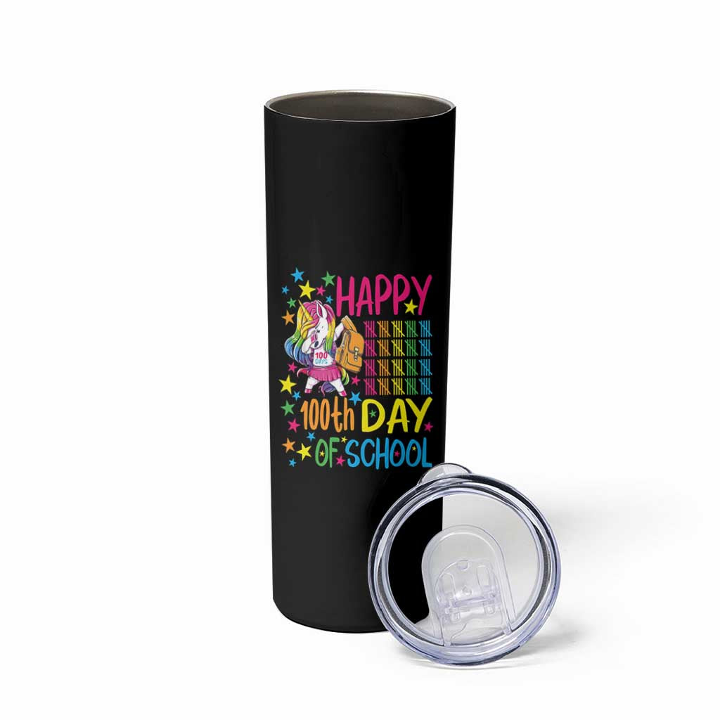 Happy 100th Day of School Unicorn Skinny Tumbler Magical Girls Celebration Gift
