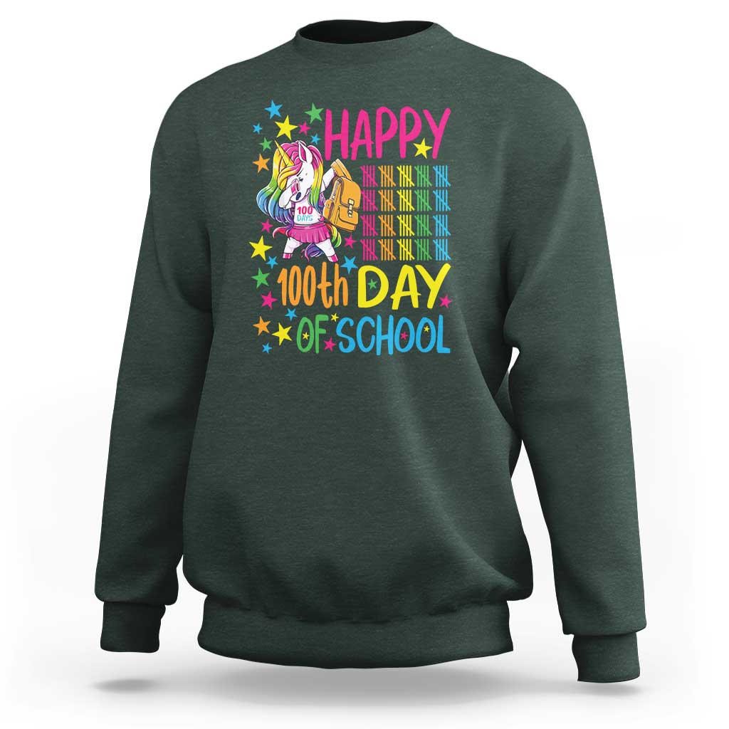 Happy 100th Day of School Unicorn Sweatshirt Celebration Design - Wonder Print Shop