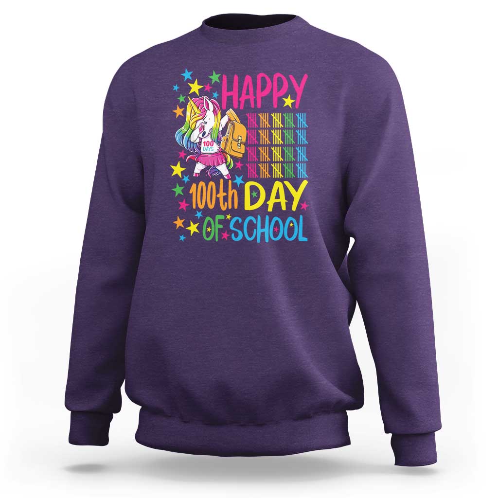 Happy 100th Day of School Unicorn Sweatshirt Celebration Design - Wonder Print Shop