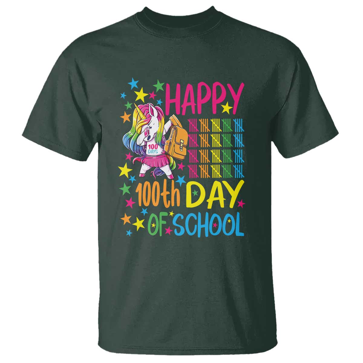 Happy 100th Day of School Unicorn T Shirt Celebration Design - Wonder Print Shop