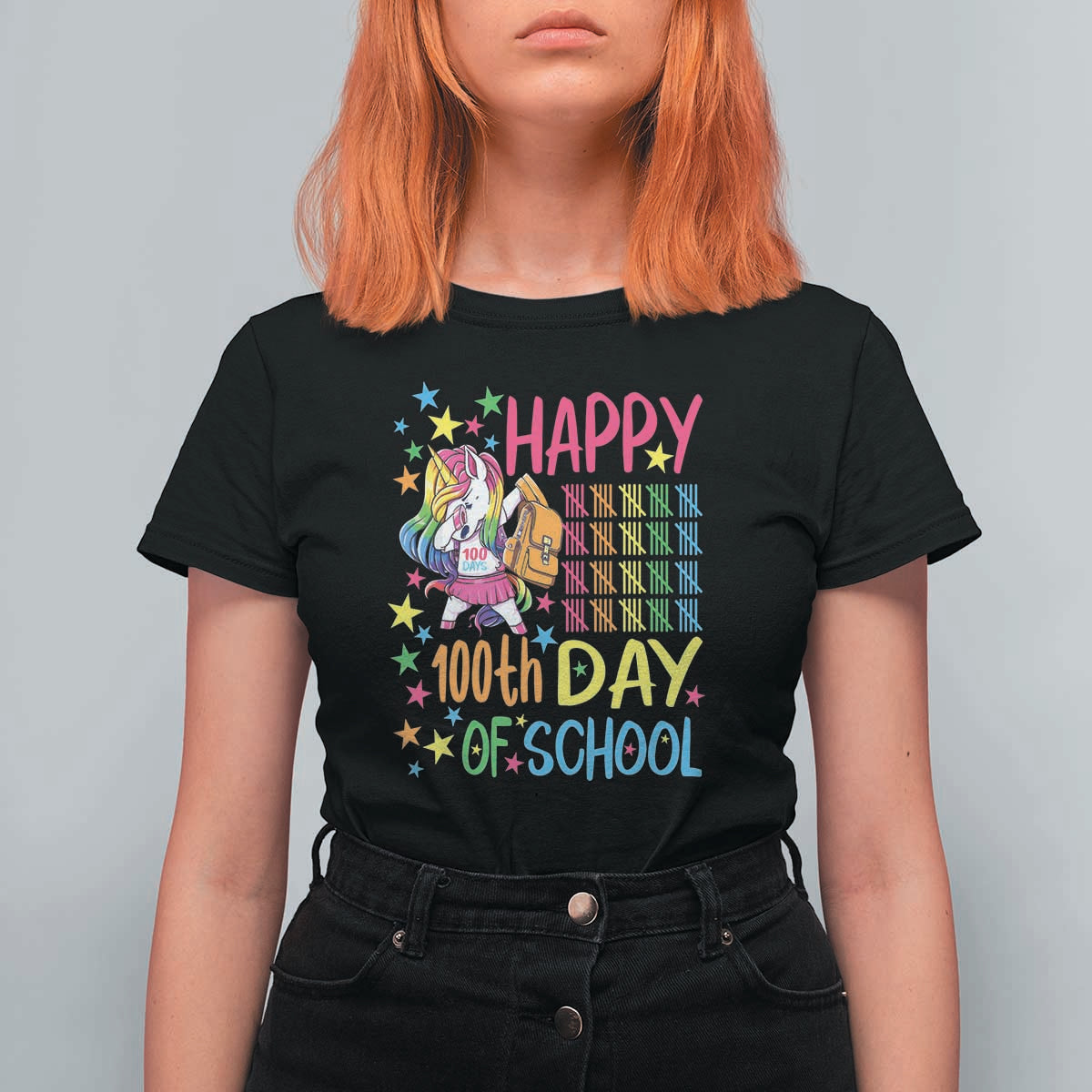 Happy 100th Day of School Unicorn T Shirt For Women Celebration Design