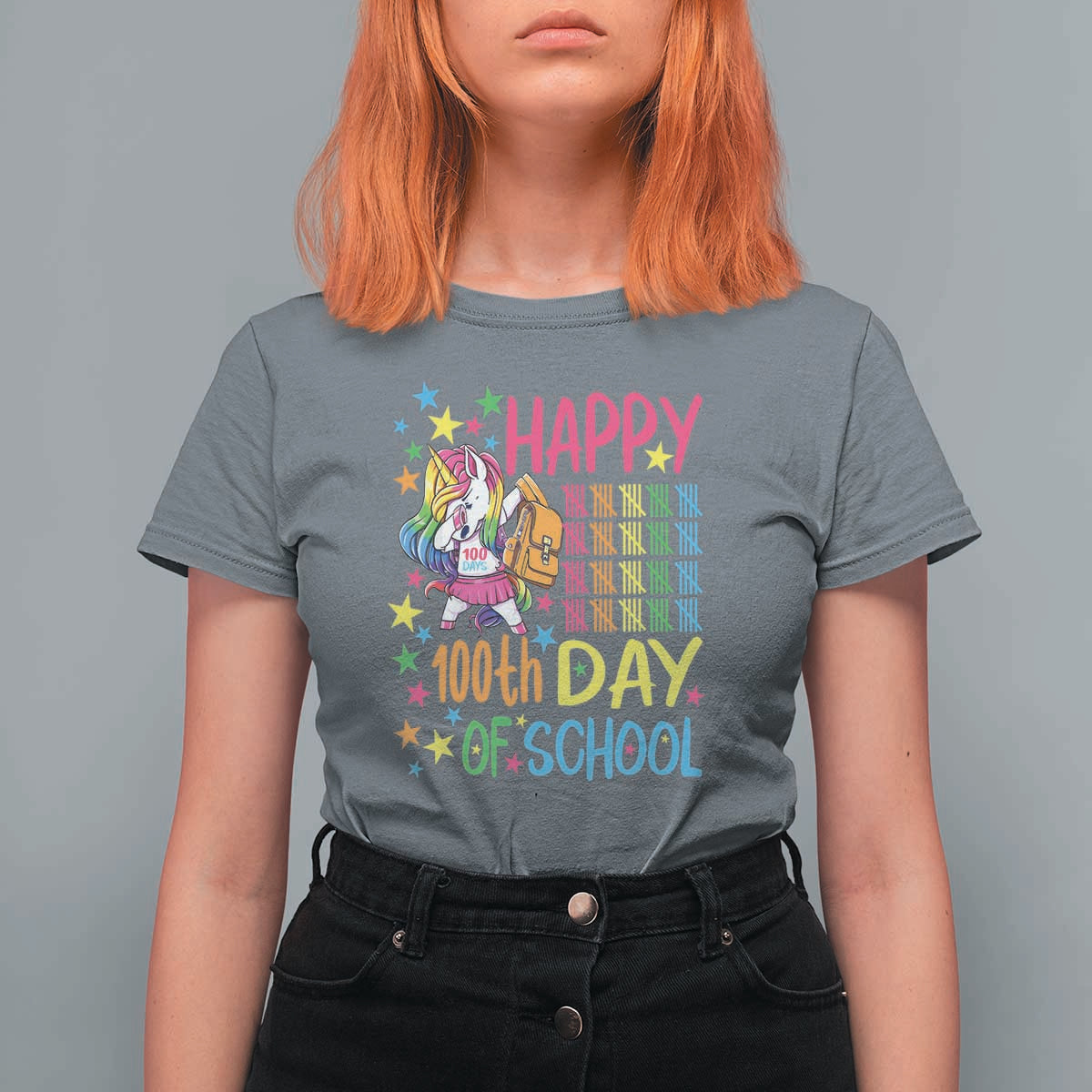 Happy 100th Day of School Unicorn T Shirt For Women Celebration Design