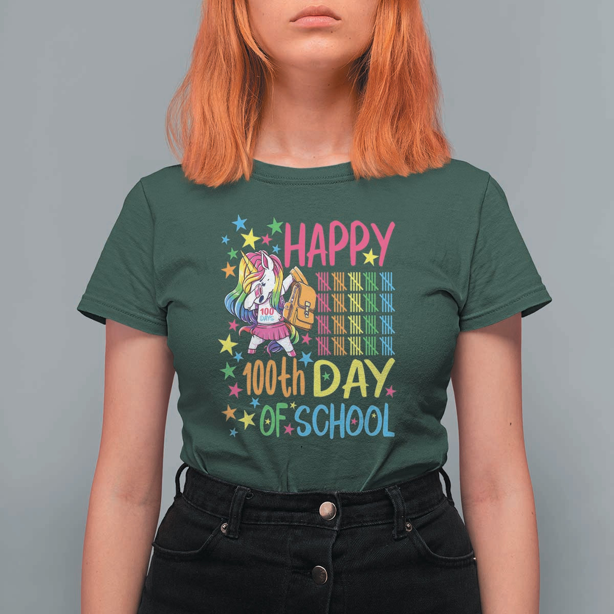 Happy 100th Day of School Unicorn T Shirt For Women Celebration Design