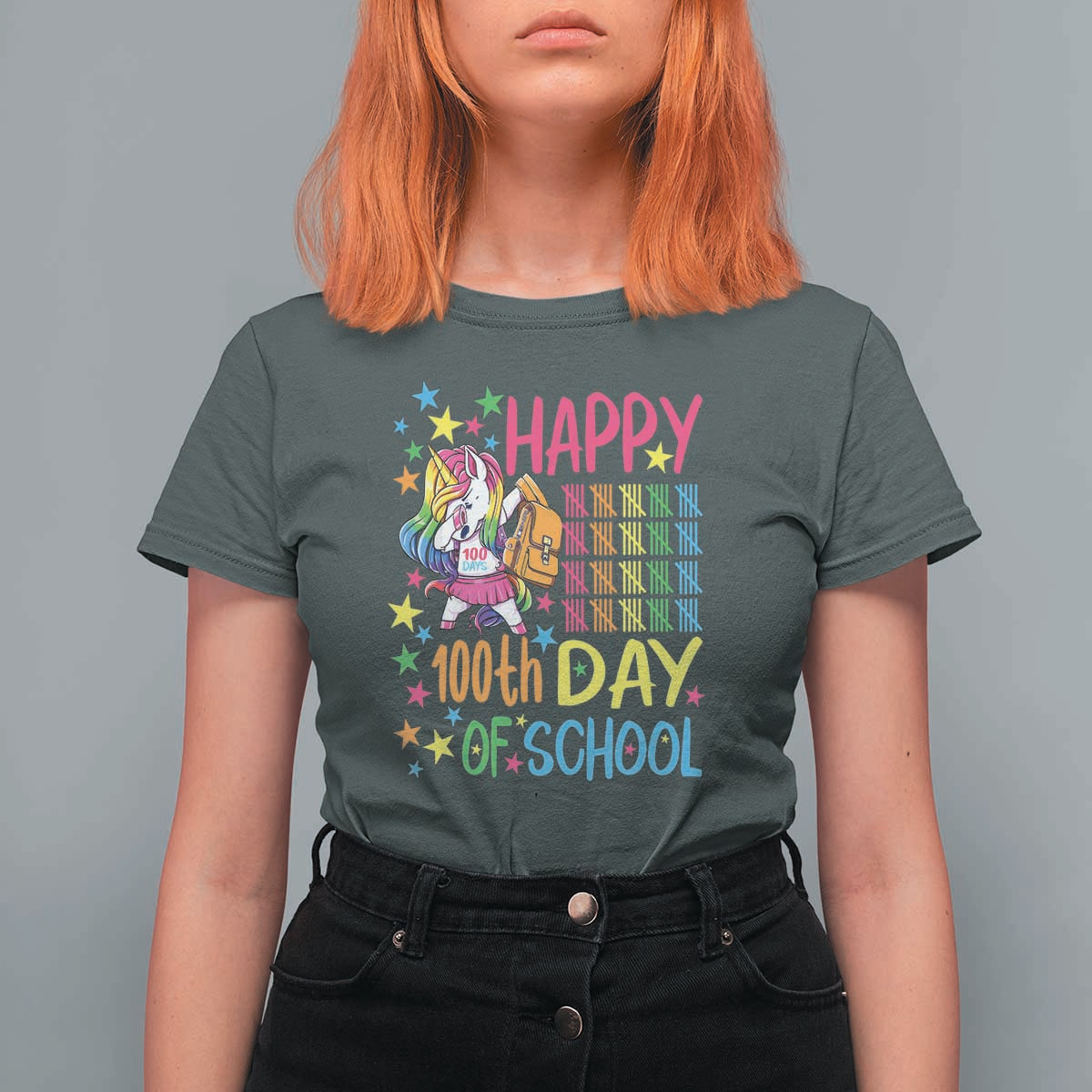Happy 100th Day of School Unicorn T Shirt For Women Celebration Design
