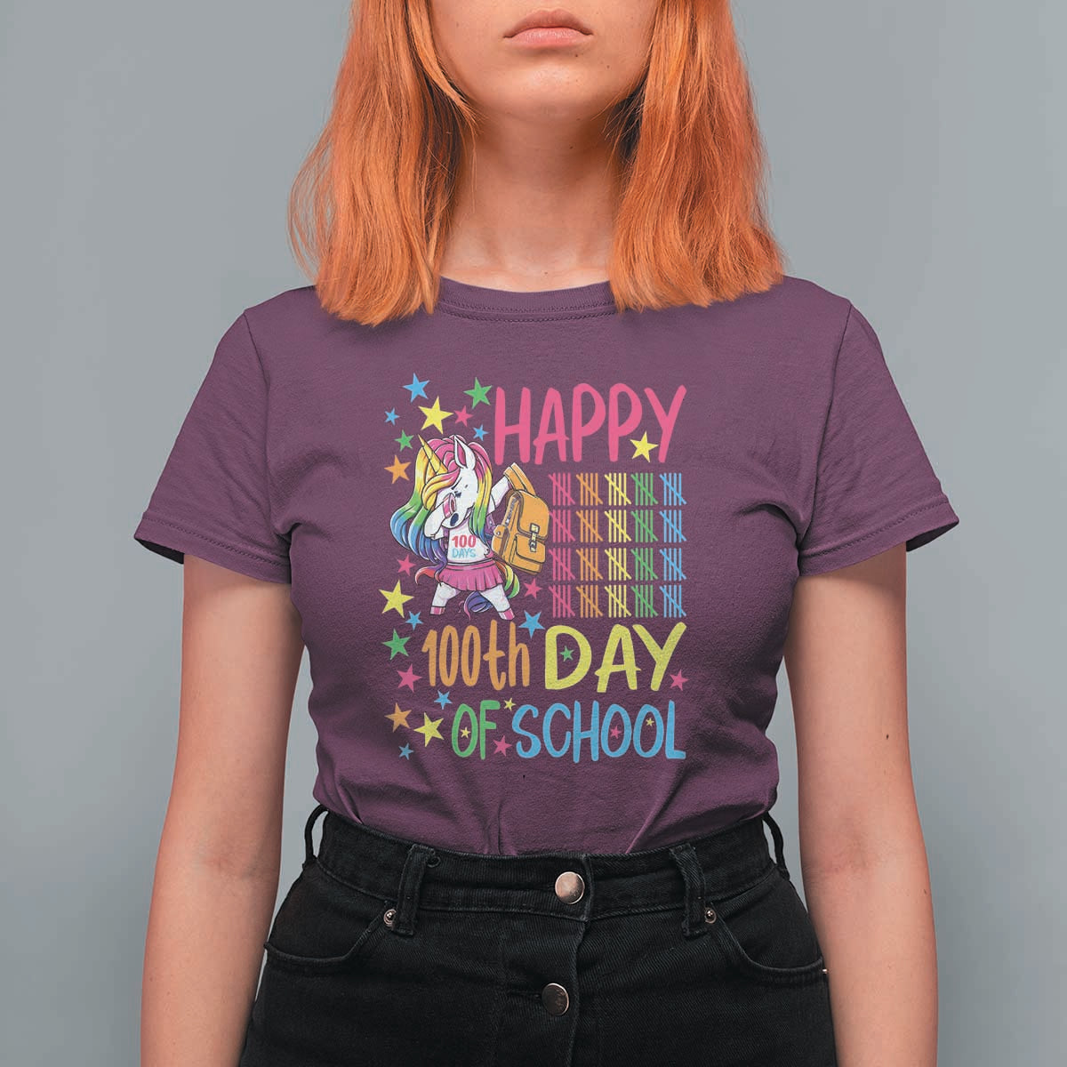 Happy 100th Day of School Unicorn T Shirt For Women Celebration Design