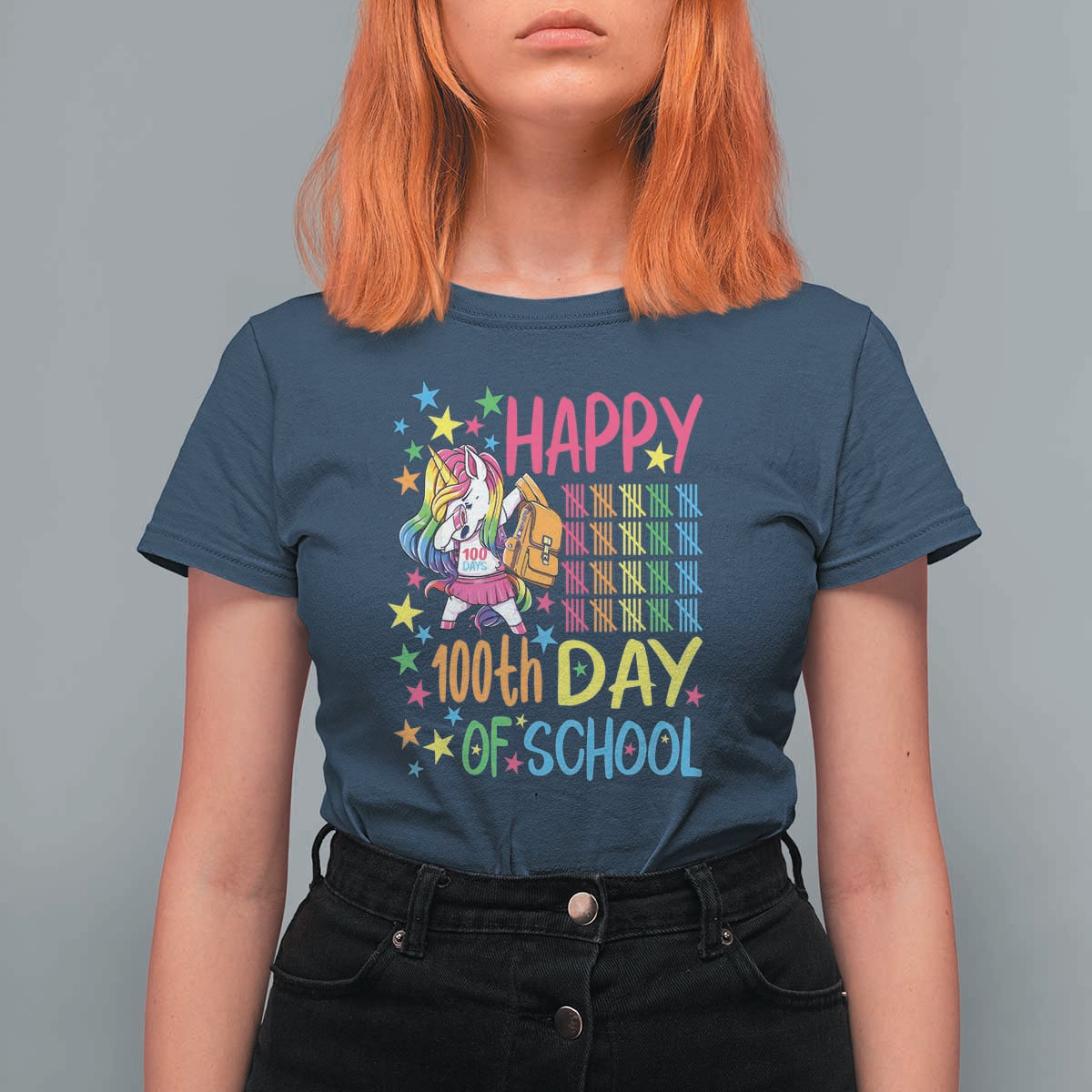 Happy 100th Day of School Unicorn T Shirt For Women Celebration Design