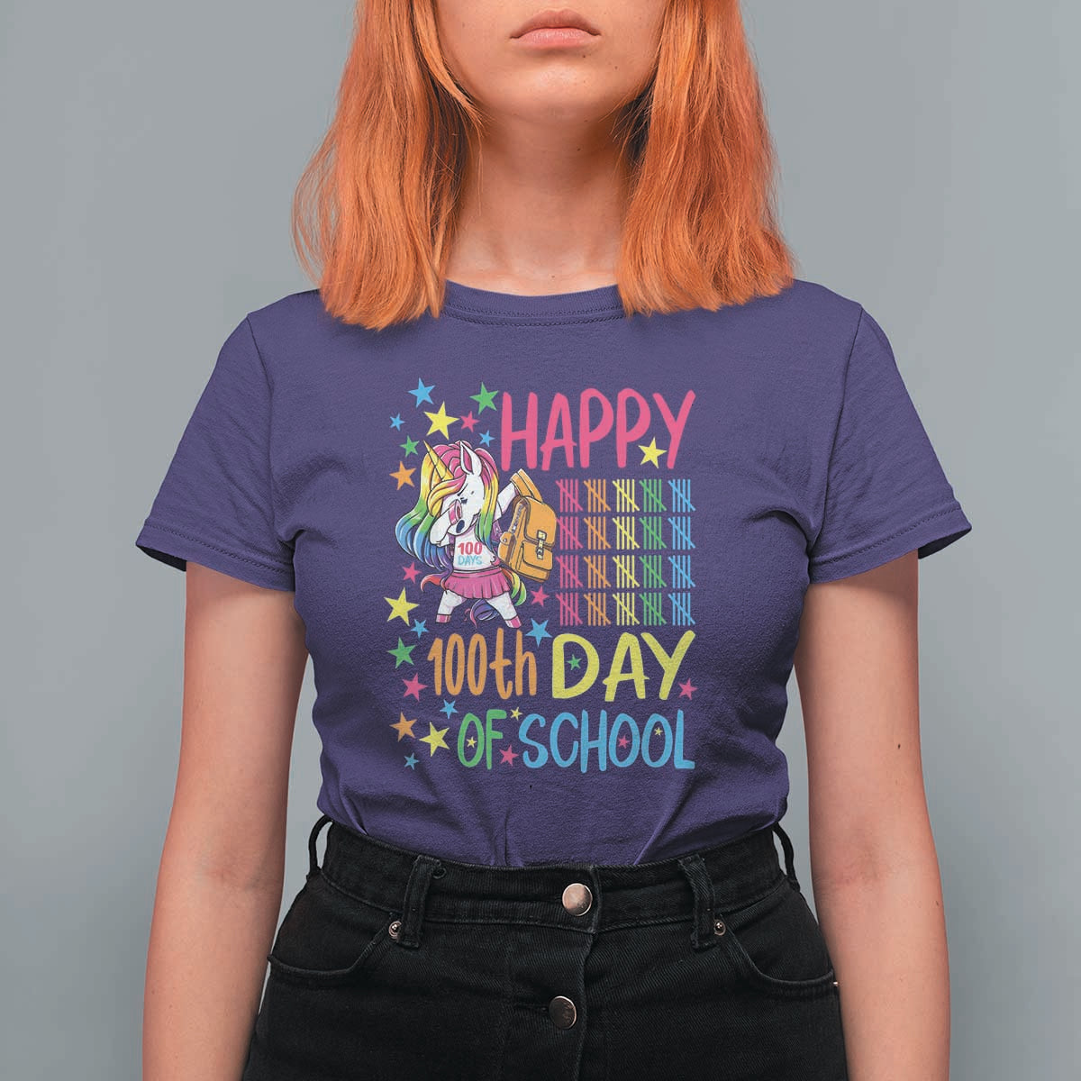 Happy 100th Day of School Unicorn T Shirt For Women Celebration Design