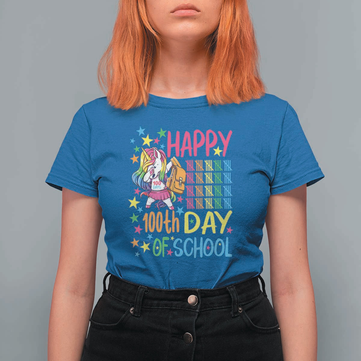 Happy 100th Day of School Unicorn T Shirt For Women Celebration Design