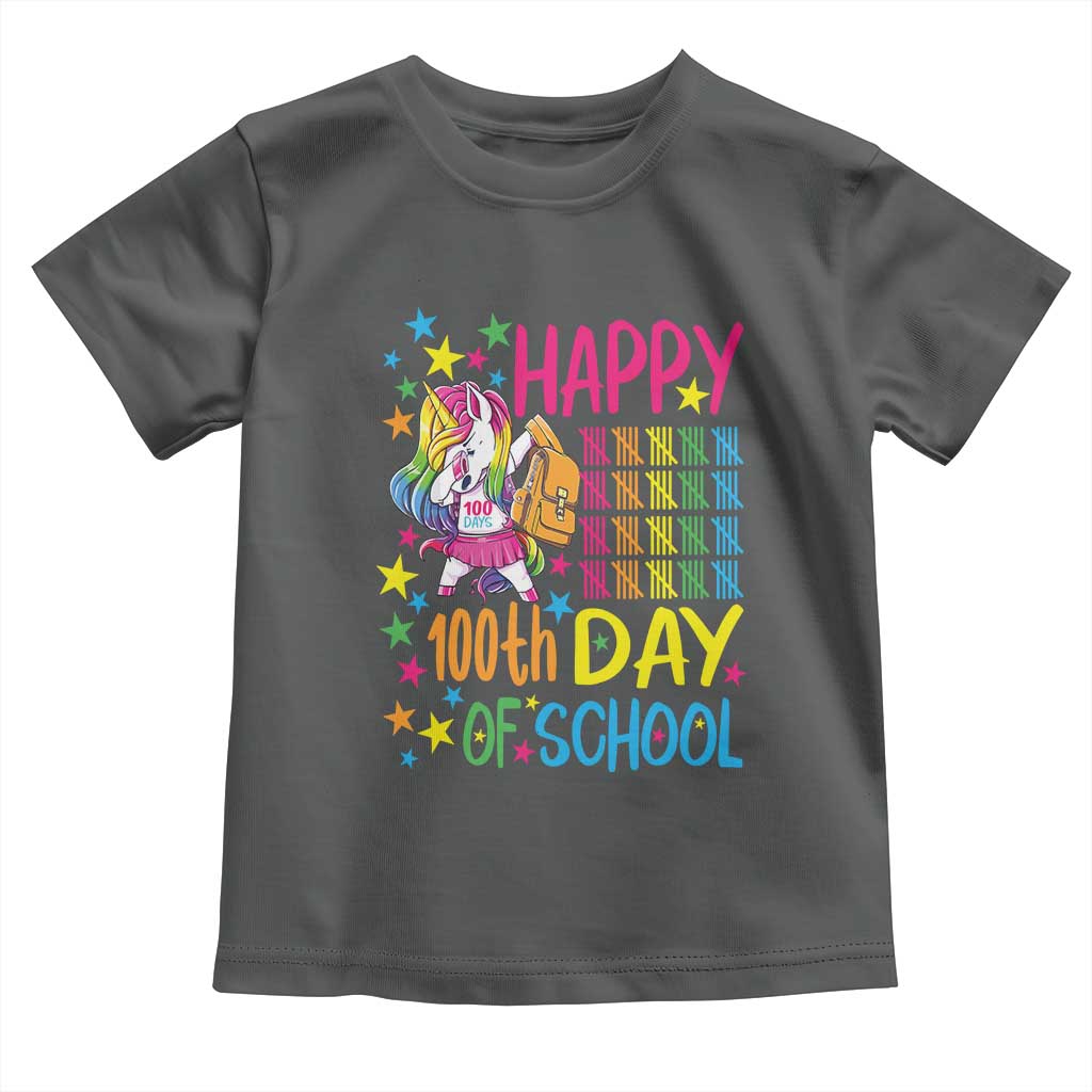 Happy 100th Day of School Unicorn Toddler T Shirt Magical Girls Celebration Gift