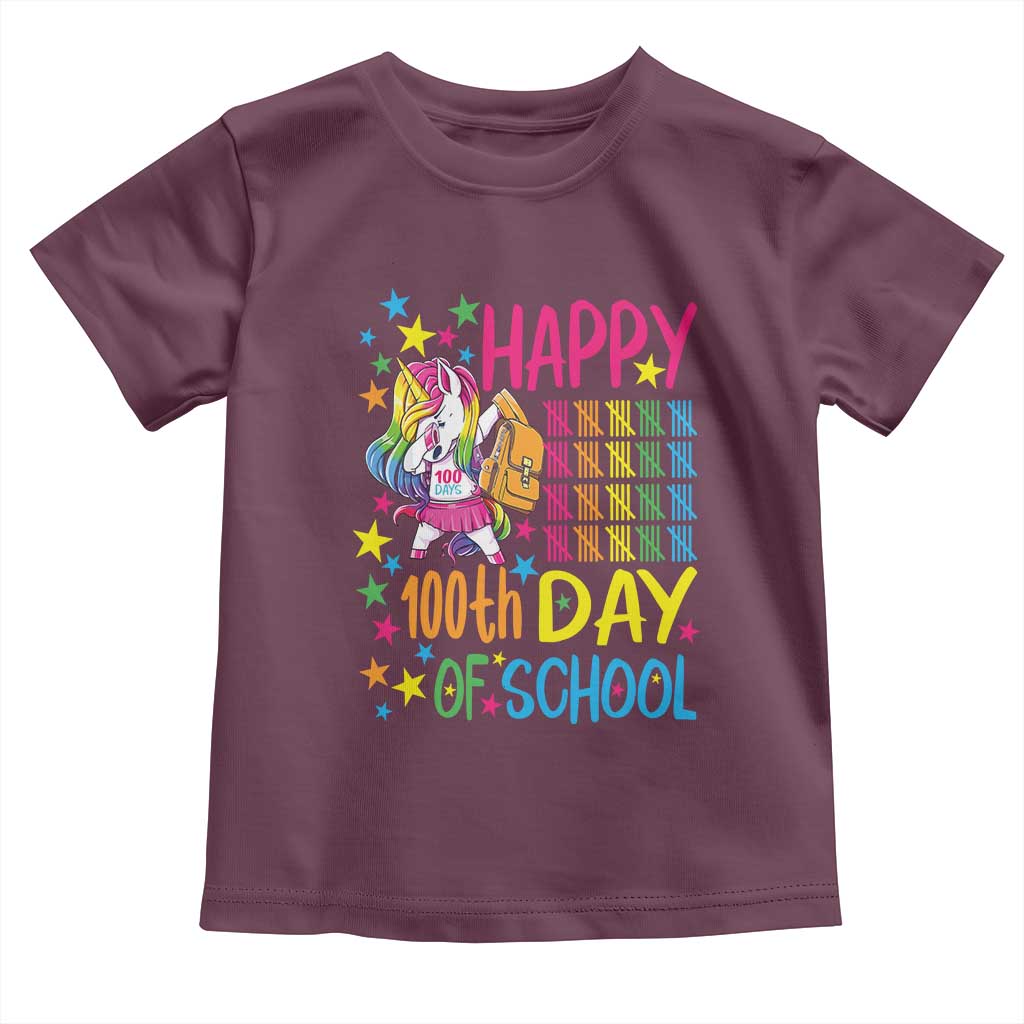 Happy 100th Day of School Unicorn Toddler T Shirt Magical Girls Celebration Gift