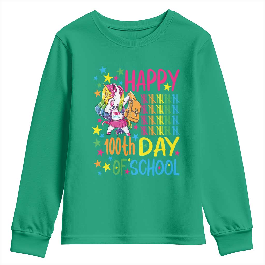 Happy 100th Day of School Unicorn Youth Sweatshirt Magical Girls Celebration Gift