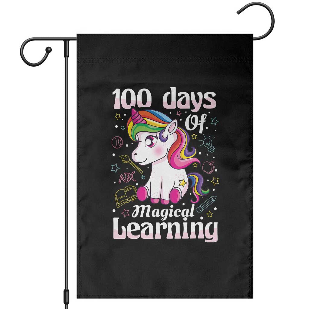 Magical Unicorn 100th Day of School Garden Flag Cute Girls Celebration Gift