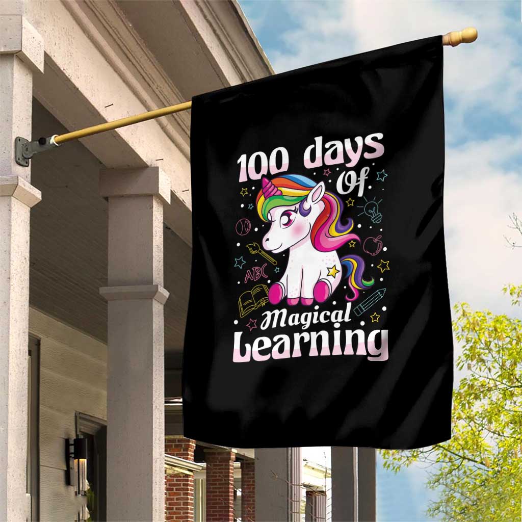 Magical Unicorn 100th Day of School Garden Flag Cute Girls Celebration Gift