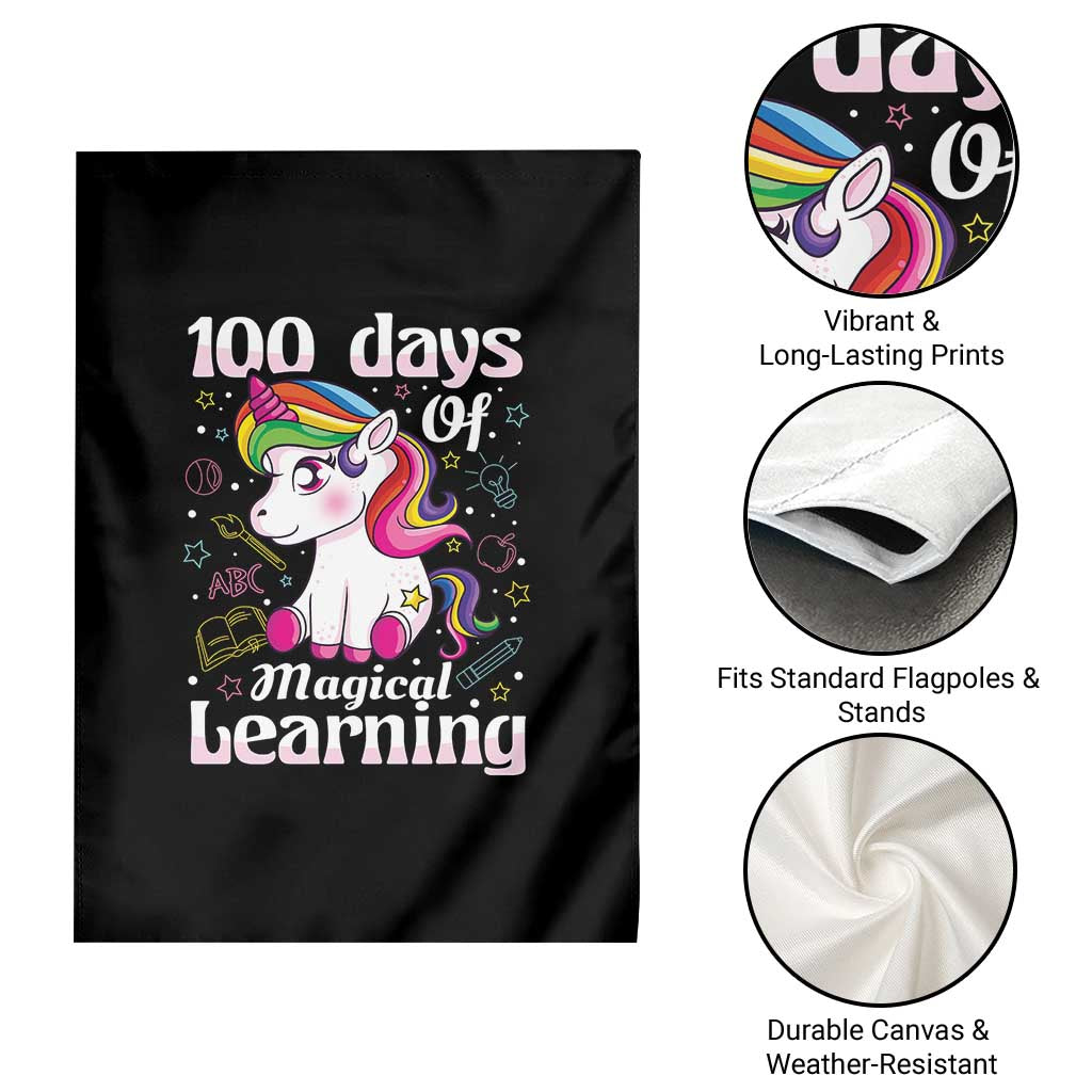 Magical Unicorn 100th Day of School Garden Flag Cute Girls Celebration Gift