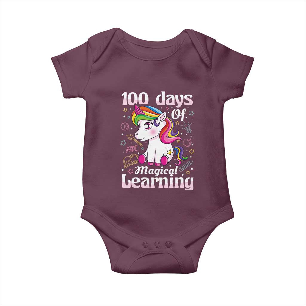 Magical Unicorn 100th Day of School Baby Onesie Cute Girls Celebration Gift