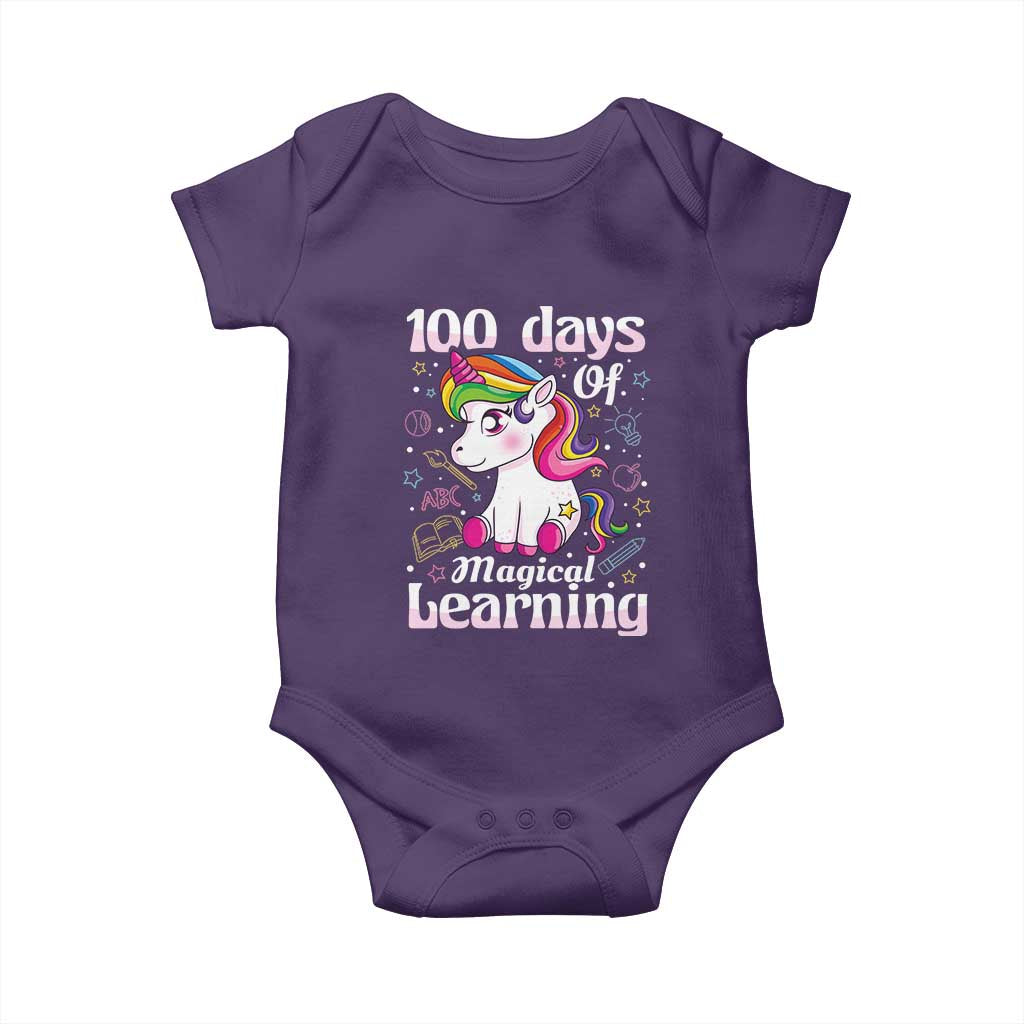 Magical Unicorn 100th Day of School Baby Onesie Cute Girls Celebration Gift