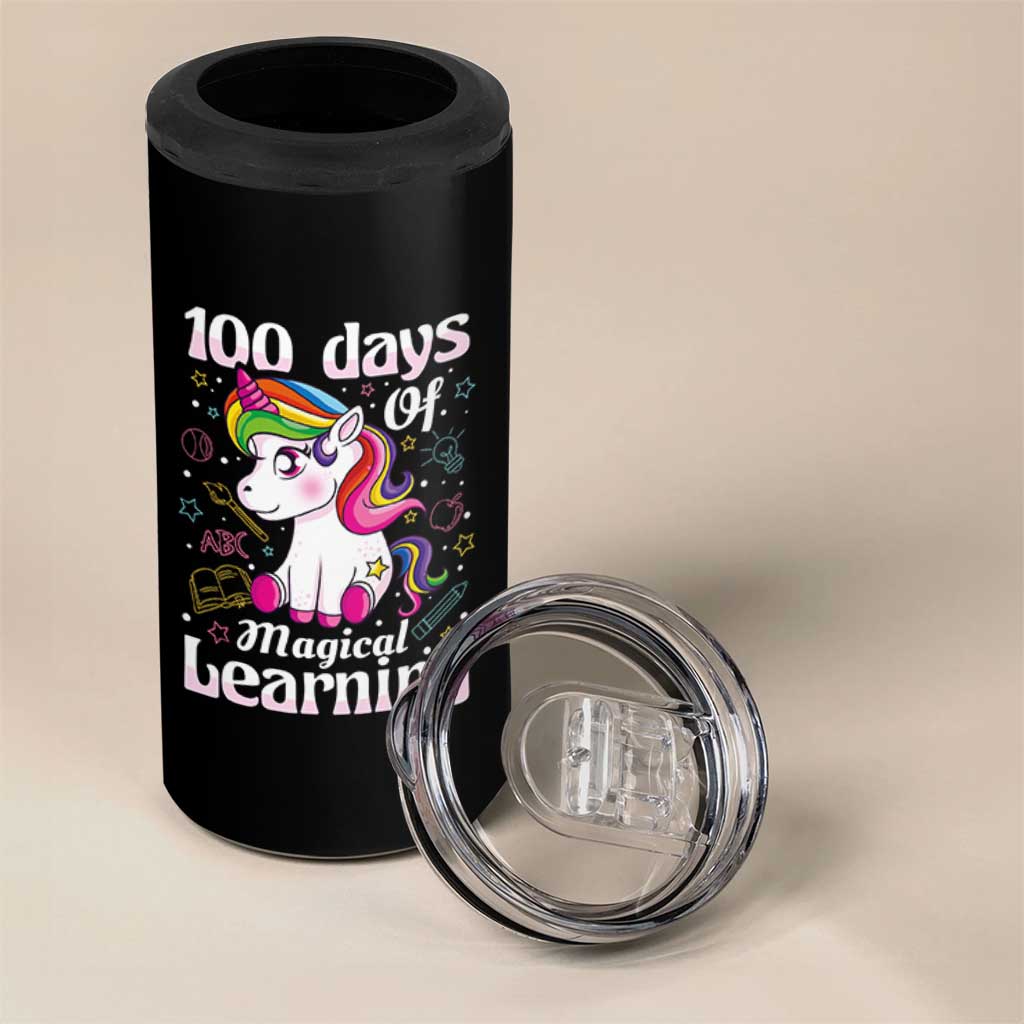 Magical Unicorn 100th Day of School 4 in 1 Can Cooler Tumbler Cute Girls Celebration Gift