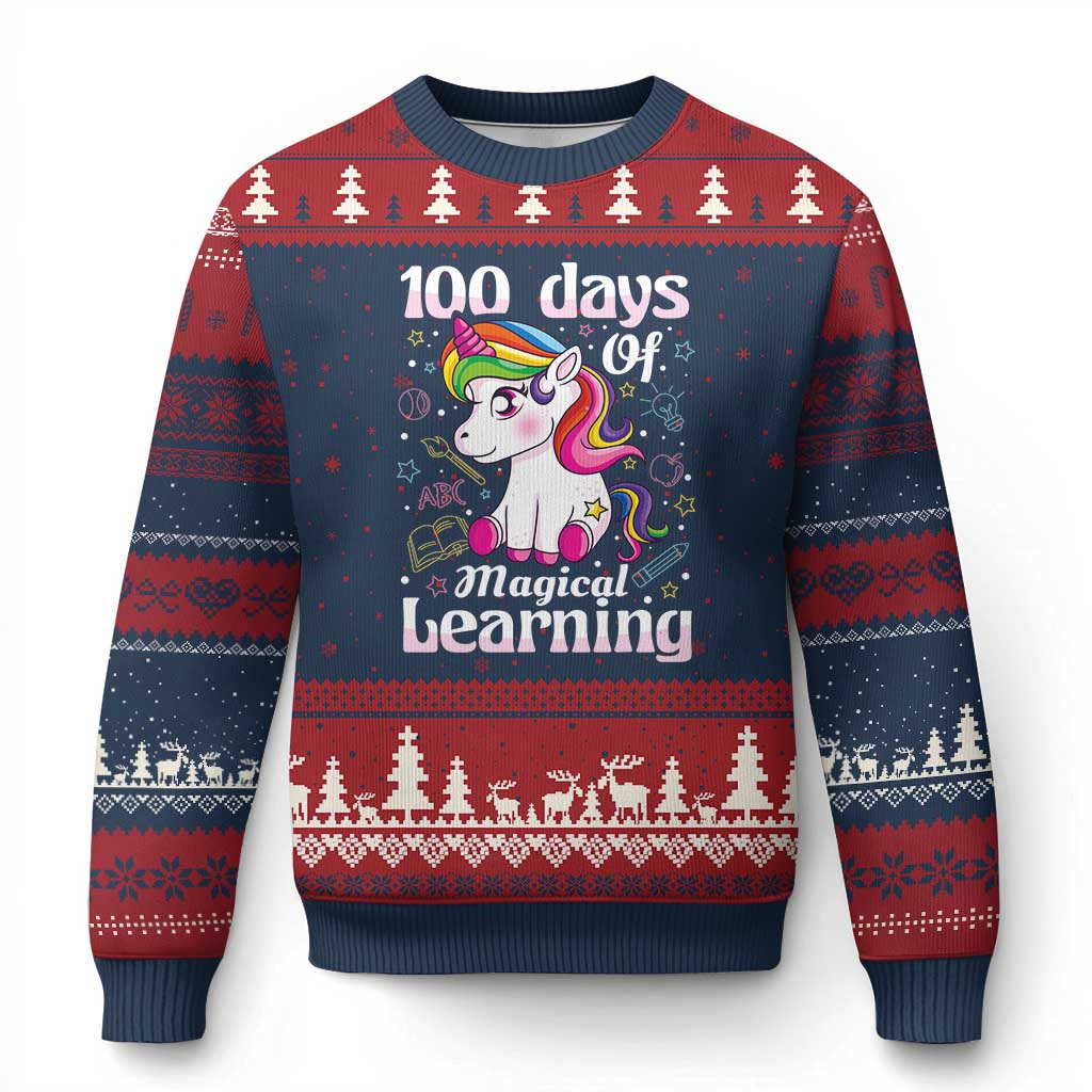 Magical Unicorn 100th Day of School Ugly Christmas Sweater Cute Girls Celebration Gift