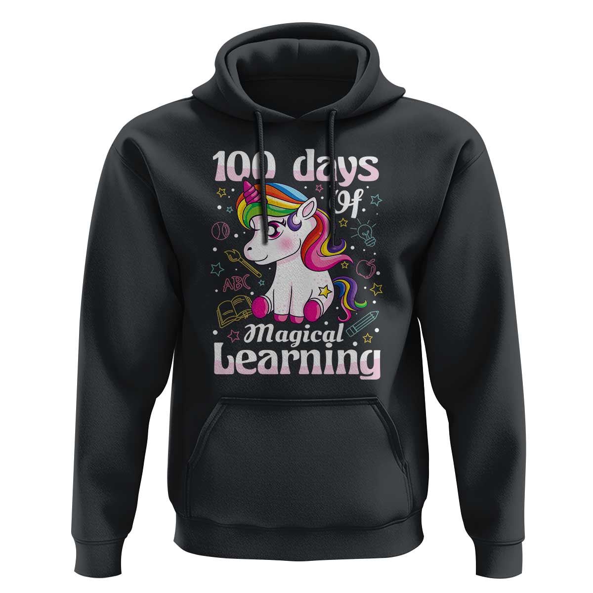 100th Day of School Unicorn Hoodie Girls 100 Days Celebration - Wonder Print Shop