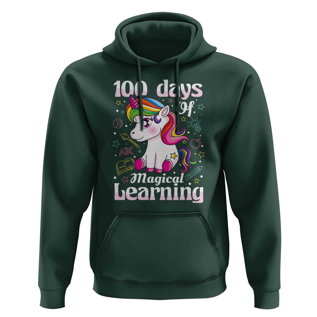 100th Day of School Unicorn Hoodie Girls 100 Days Celebration - Wonder Print Shop