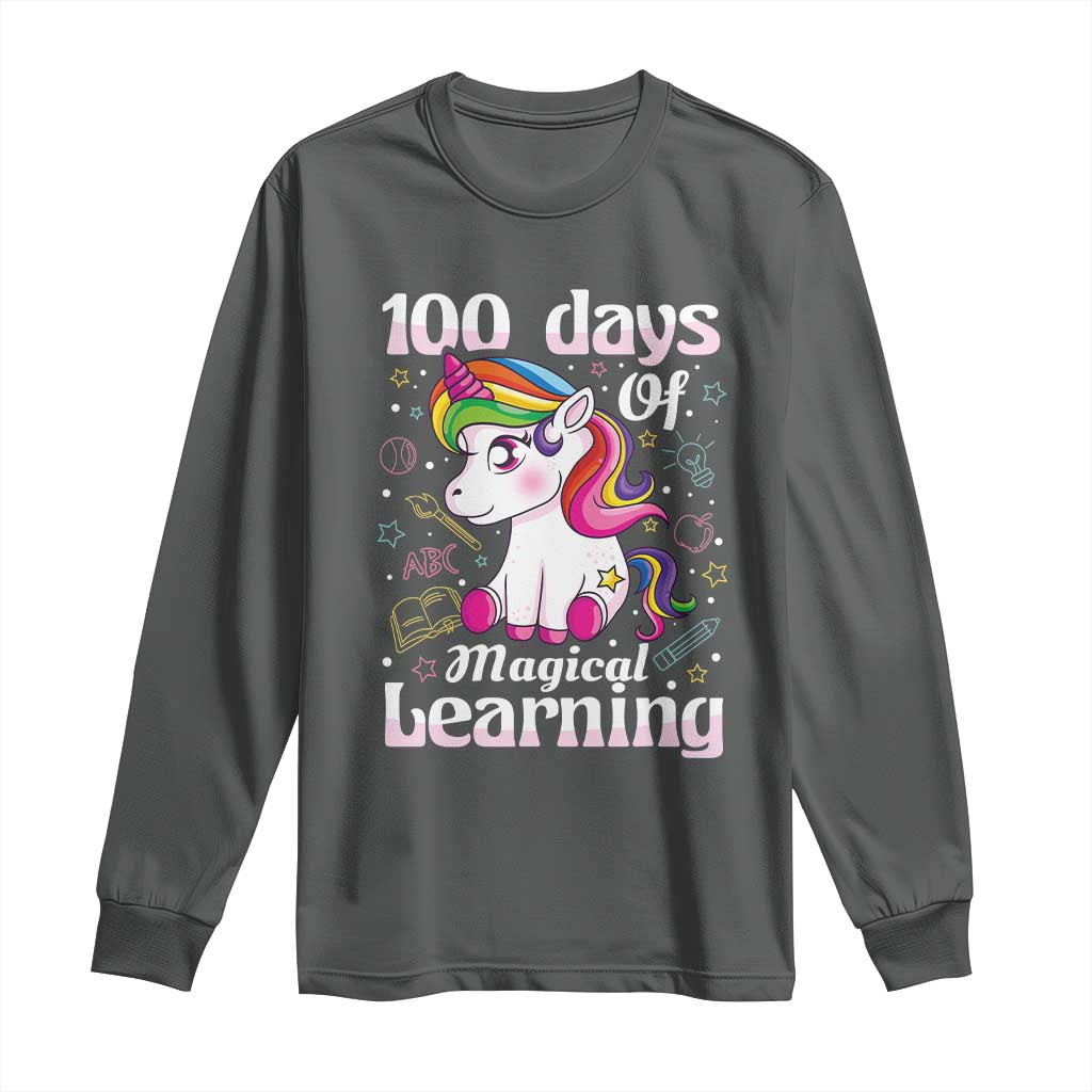Magical Unicorn 100th Day of School Long Sleeve Shirt Cute Girls Celebration Gift