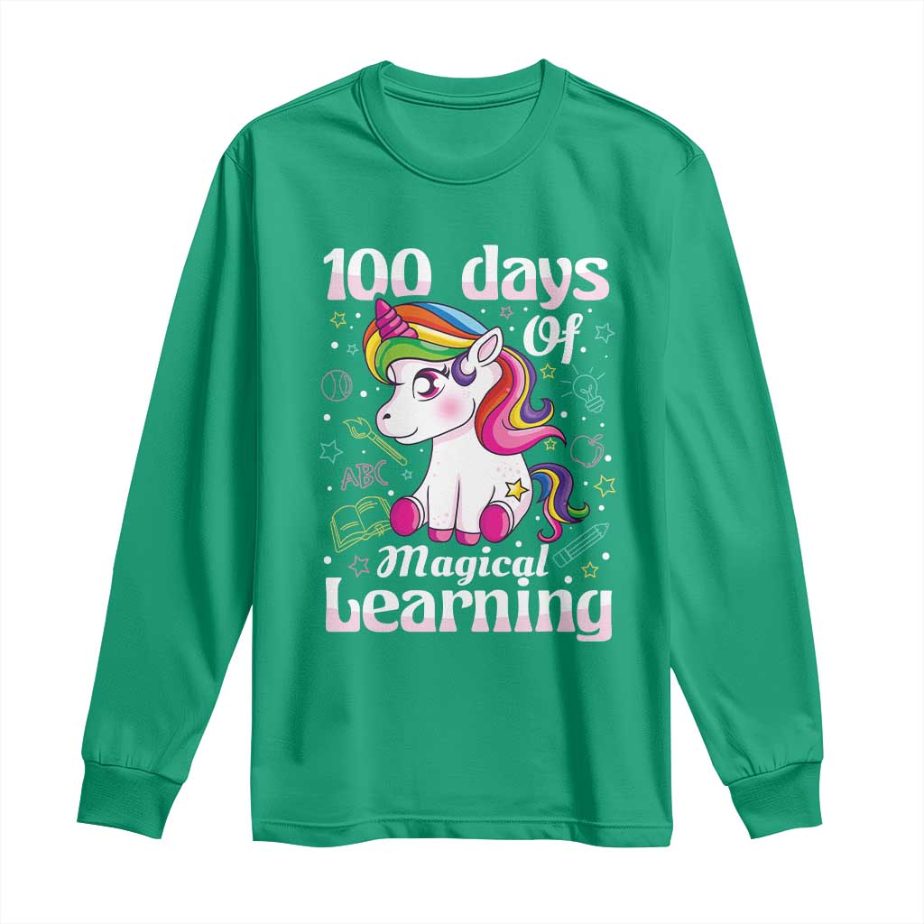 Magical Unicorn 100th Day of School Long Sleeve Shirt Cute Girls Celebration Gift