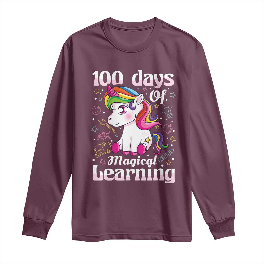Magical Unicorn 100th Day of School Long Sleeve Shirt Cute Girls Celebration Gift