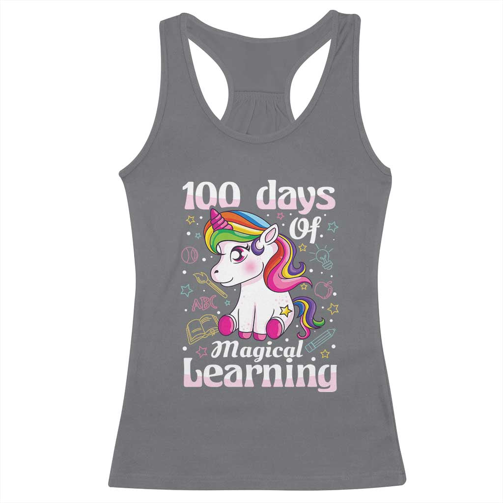 Magical Unicorn 100th Day of School Racerback Tank Top Cute Girls Celebration Gift