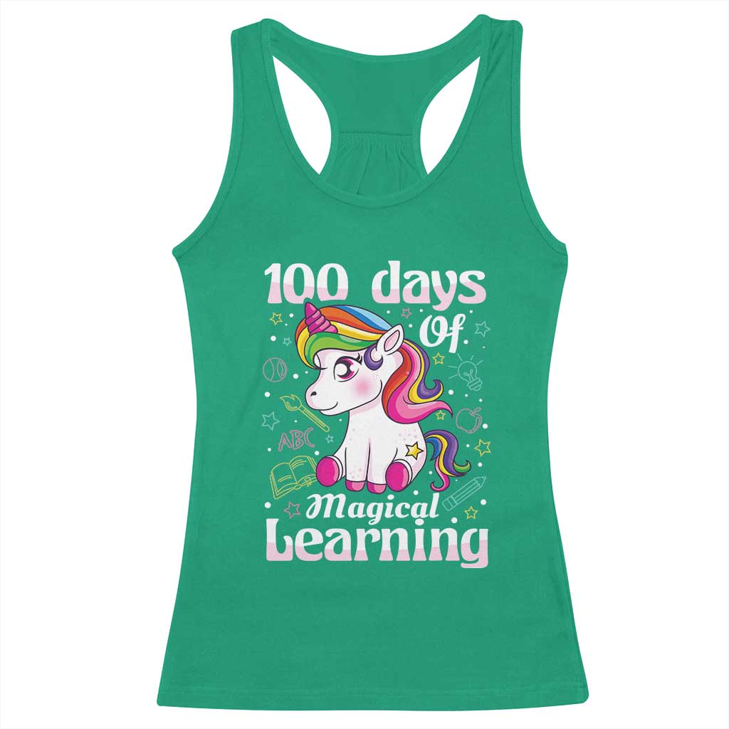 Magical Unicorn 100th Day of School Racerback Tank Top Cute Girls Celebration Gift