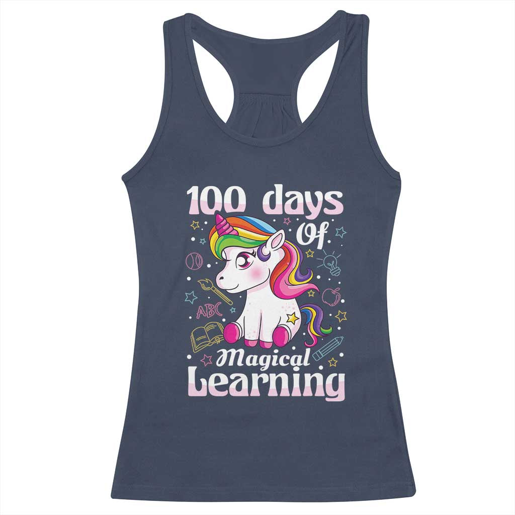 Magical Unicorn 100th Day of School Racerback Tank Top Cute Girls Celebration Gift