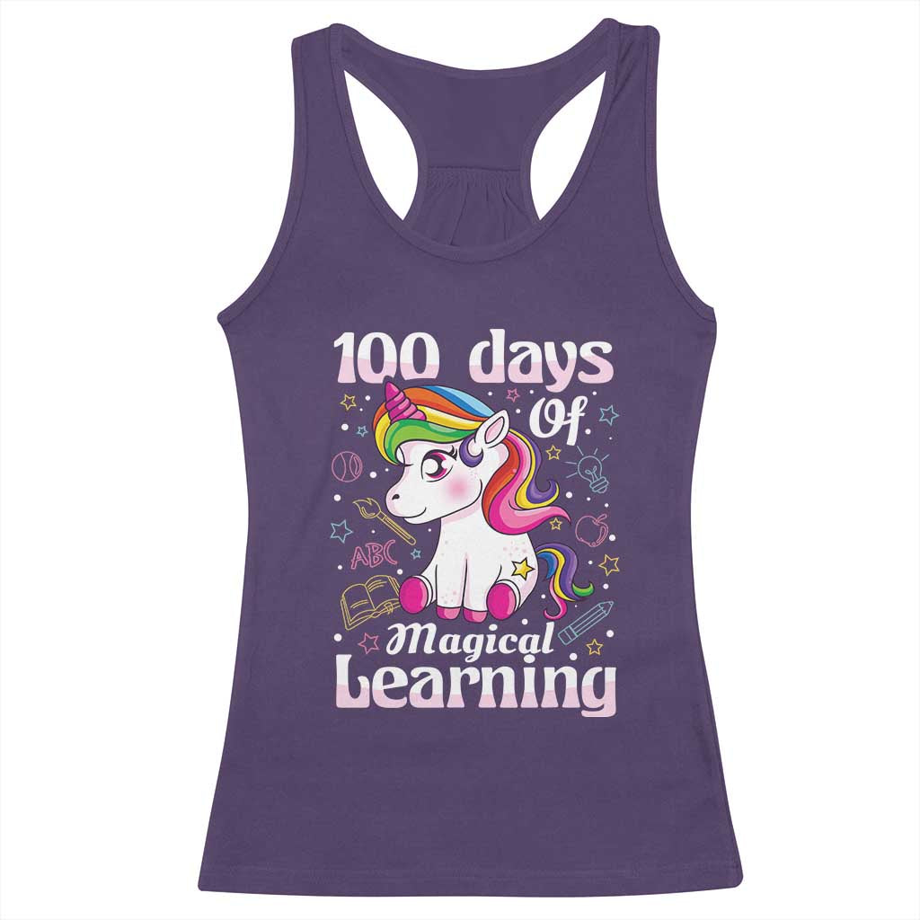 Magical Unicorn 100th Day of School Racerback Tank Top Cute Girls Celebration Gift