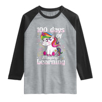 Magical Unicorn 100th Day of School Raglan Shirt Cute Girls Celebration Gift