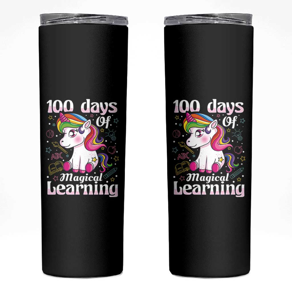 Magical Unicorn 100th Day of School Skinny Tumbler Cute Girls Celebration Gift