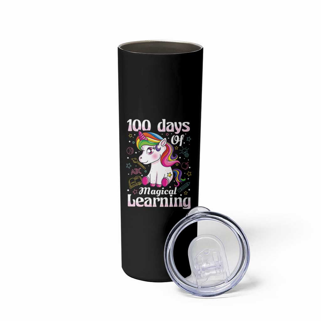 Magical Unicorn 100th Day of School Skinny Tumbler Cute Girls Celebration Gift