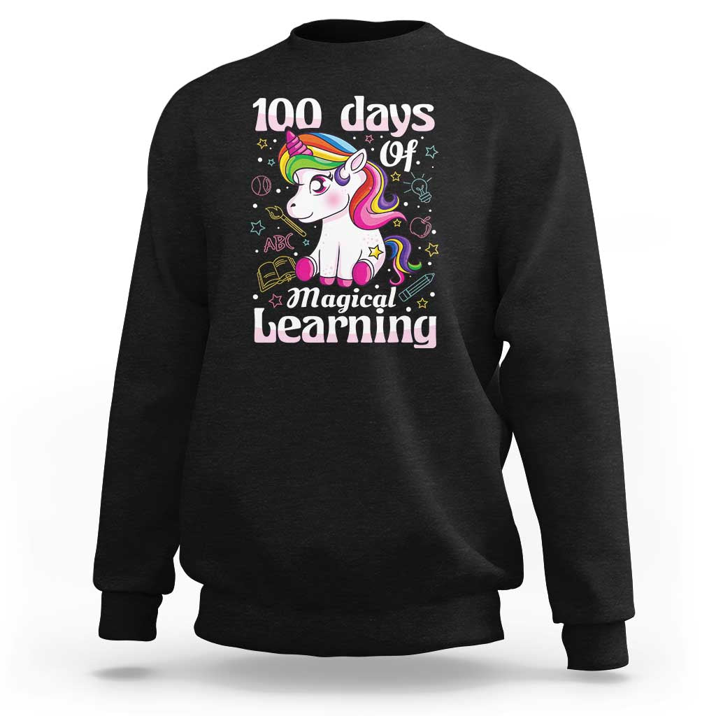 100th Day of School Unicorn Sweatshirt Girls 100 Days Celebration - Wonder Print Shop