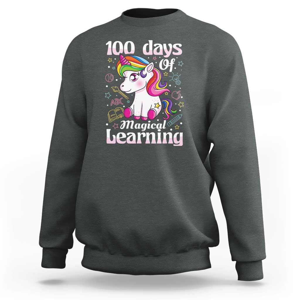 100th Day of School Unicorn Sweatshirt Girls 100 Days Celebration - Wonder Print Shop